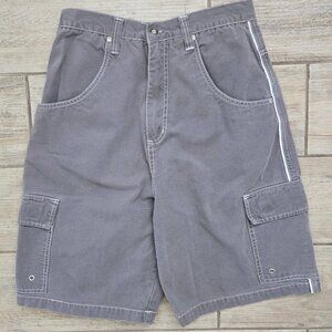 Vintage Y2K Break Down Cargo Pocket Shorts Men's Streetwear Long Grey Skater S